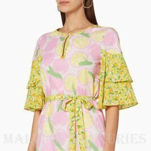 Moschino Boutique Lemon Ruffle Belted Contrast Dr… - image 1